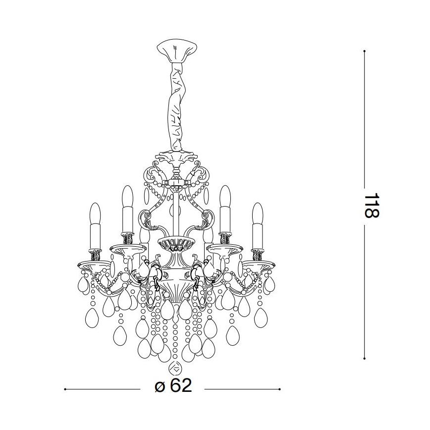 Ideal Lux - Kristalni lestenec na verigi GIOCONDA 6xE14/40W/230V pr. 62 cm zlata