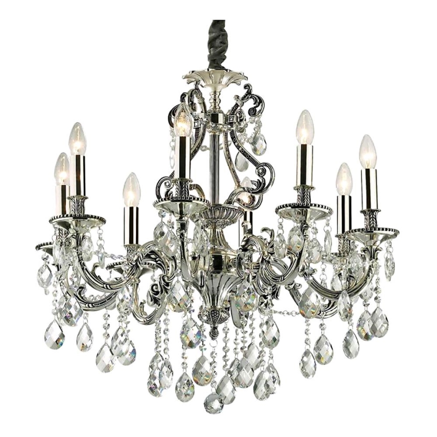 Ideal Lux - Kristalni lestenec na verigi GIOCONDA 8xE14/40W/230V pr. 73 cm srebrna