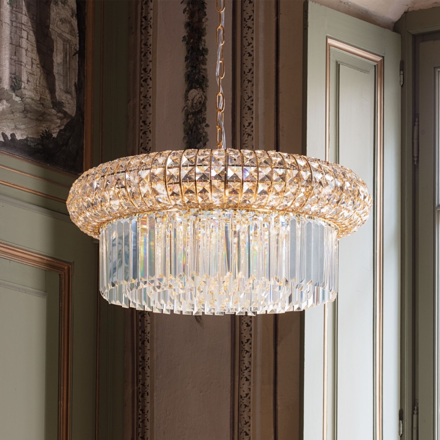 Ideal Lux - Kristalni lestenec na verigi NABUCCO 12xE14/40W/230V pr. 60 cm zlata