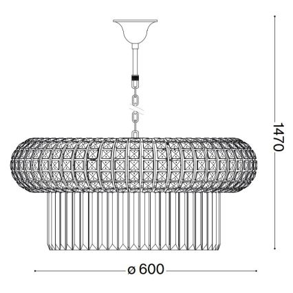 Ideal Lux - Kristalni lestenec na verigi NABUCCO 12xE14/40W/230V pr. 60 cm zlata