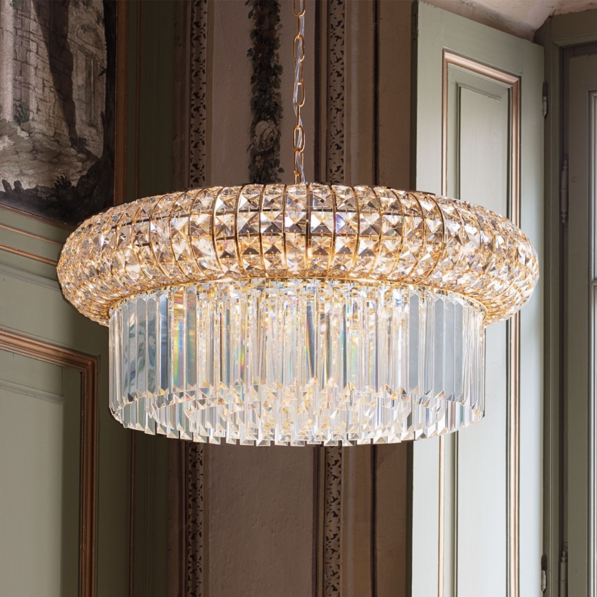 Ideal Lux - Kristalni lestenec na verigi NABUCCO 16xE14/40W/230V pr. 70 cm zlata