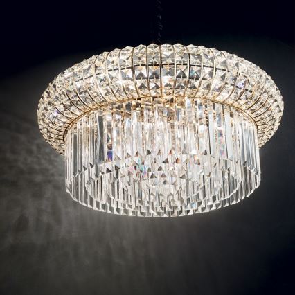 Ideal Lux - Kristalni lestenec na verigi NABUCCO 16xE14/40W/230V pr. 70 cm zlata