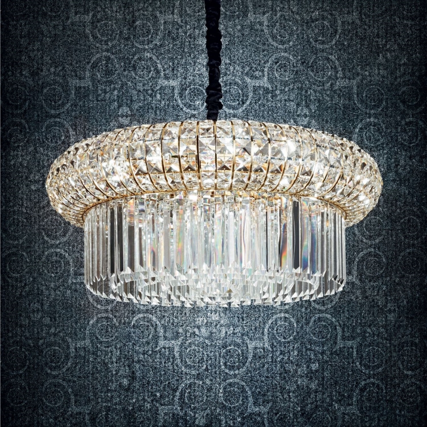 Ideal Lux - Kristalni lestenec na verigi NABUCCO 16xE14/40W/230V pr. 70 cm zlata