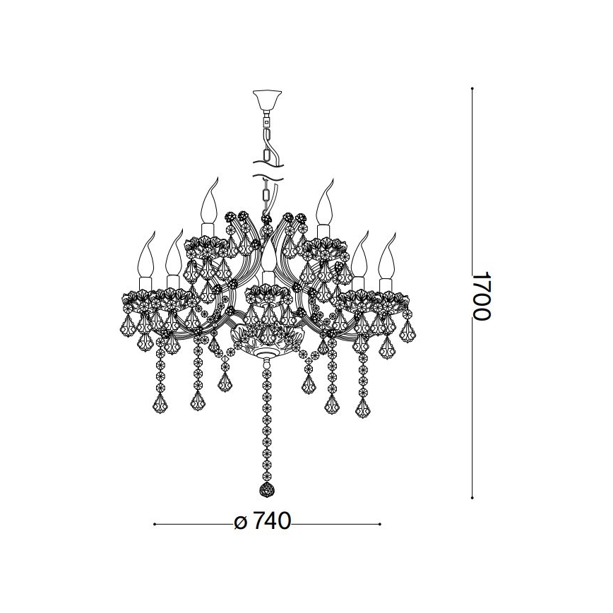 Ideal Lux - Kristalni lestenec na verigi NAPOLEON 12xE14/40W/230V pr. 74 cm sijajni krom
