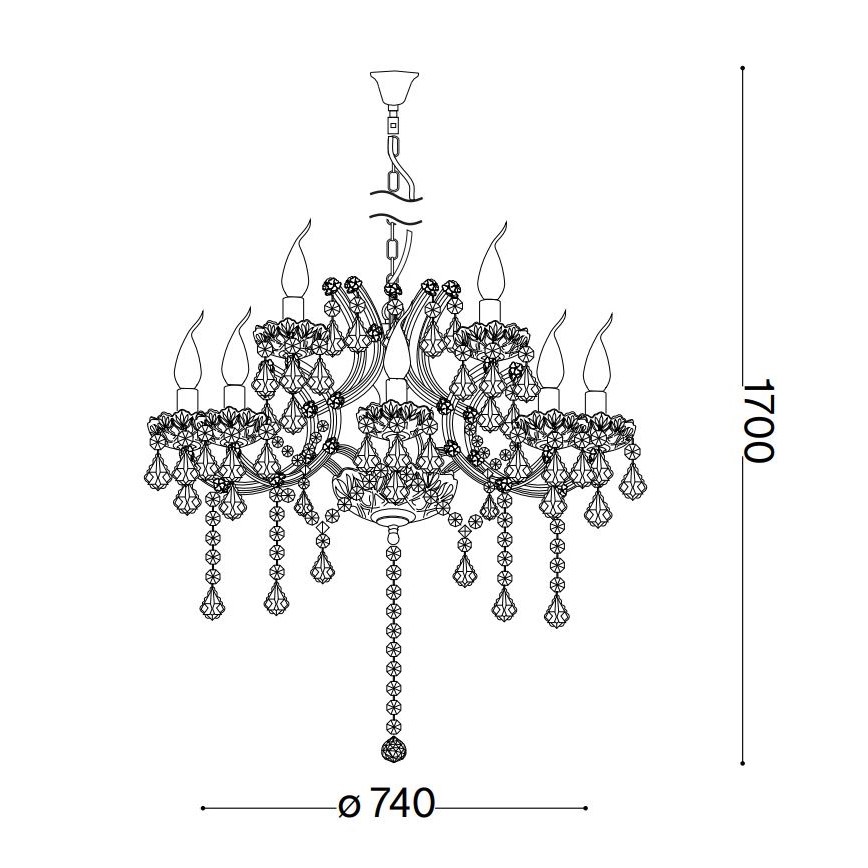 Ideal Lux - Kristalni lestenec na verigi NAPOLEON 12xE14/40W/230V pr. 74 cm zlata