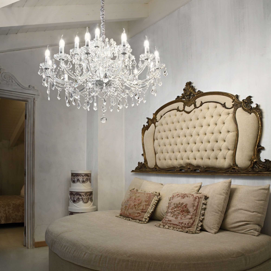 Ideal Lux - Kristalni lestenec na verigi NAPOLEON 18xE14/40W/230V pr. 96 cm sijajni krom