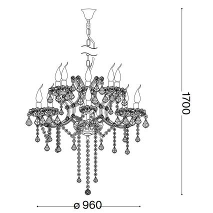 Ideal Lux - Kristalni lestenec na verigi NAPOLEON 18xE14/40W/230V pr. 96 cm sijajni krom