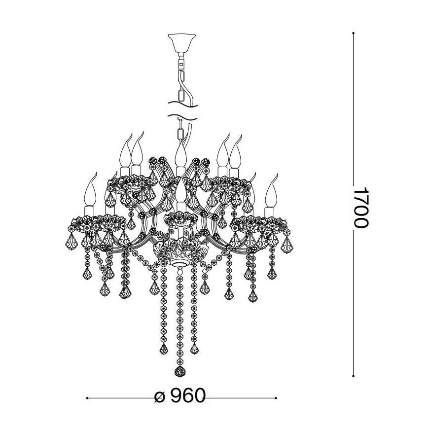 Ideal Lux - Kristalni lestenec na verigi NAPOLEON 18xE14/40W/230V pr. 96 cm sijajni krom