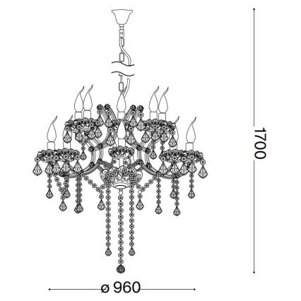 Ideal Lux - Kristalni lestenec na verigi NAPOLEON 18xE14/40W/230V pr. 96 cm zlata