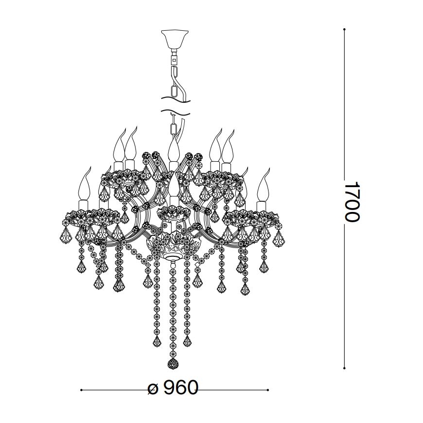 Ideal Lux - Kristalni lestenec na verigi NAPOLEON 18xE14/40W/230V pr. 96 cm zlata