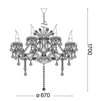 Ideal Lux - Kristalni lestenec na verigi NAPOLEON 8xE14/40W/230V pr. 67 cm krom