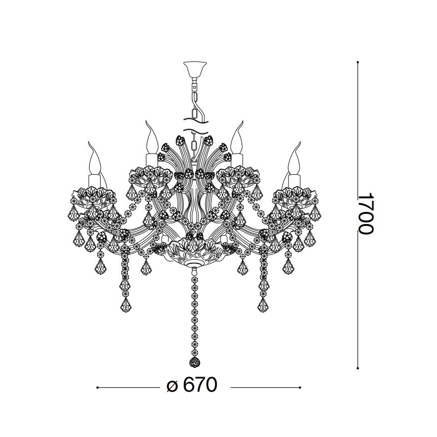 Ideal Lux - Kristalni lestenec na verigi NAPOLEON 8xE14/40W/230V pr. 67 cm krom