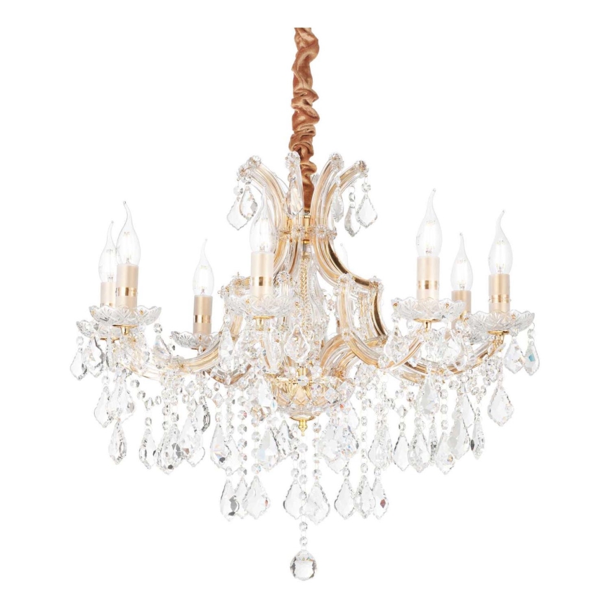 Ideal Lux - Kristalni lestenec na verigi NAPOLEON 8xE14/40W/230V pr. 67 cm zlata