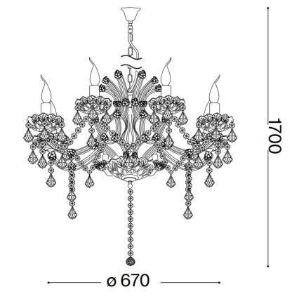 Ideal Lux - Kristalni lestenec na verigi NAPOLEON 8xE14/40W/230V pr. 67 cm zlata