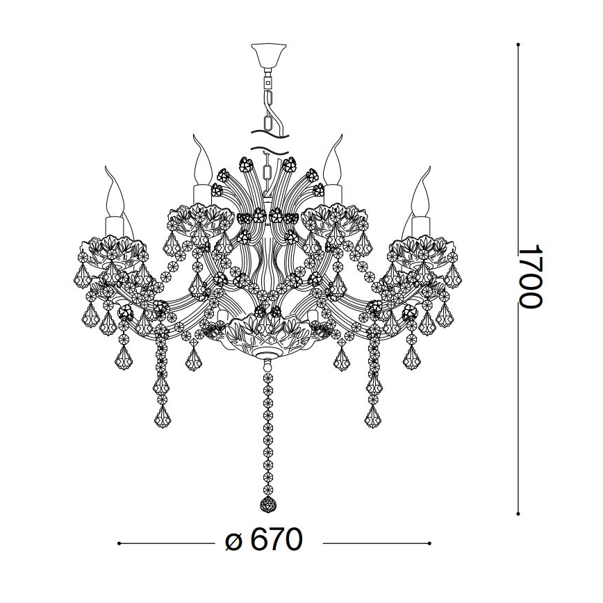 Ideal Lux - Kristalni lestenec na verigi NAPOLEON 8xE14/40W/230V pr. 67 cm zlata