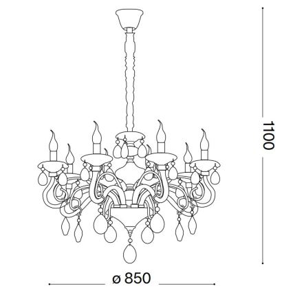 Ideal Lux - Kristalni lestenec na verigi NEGRESCO 10xE14/28W/230V pr. 85 cm prozorna