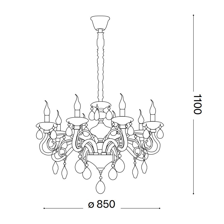 Ideal Lux - Kristalni lestenec na verigi NEGRESCO 10xE14/28W/230V pr. 85 cm prozorna