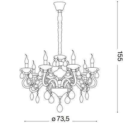Ideal Lux - Kristalni lestenec na verigi NEGRESCO 8xE14/28W/230V pr. 73,5 cm prozorna