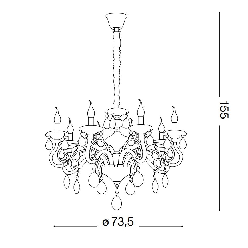 Ideal Lux - Kristalni lestenec na verigi NEGRESCO 8xE14/28W/230V pr. 73,5 cm prozorna