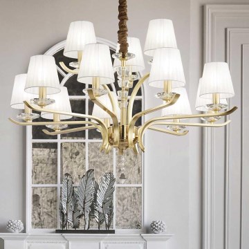 Ideal Lux - Kristalni lestenec na verigi PEGASO 12xE14/28W/230V pr. 102 cm zlata
