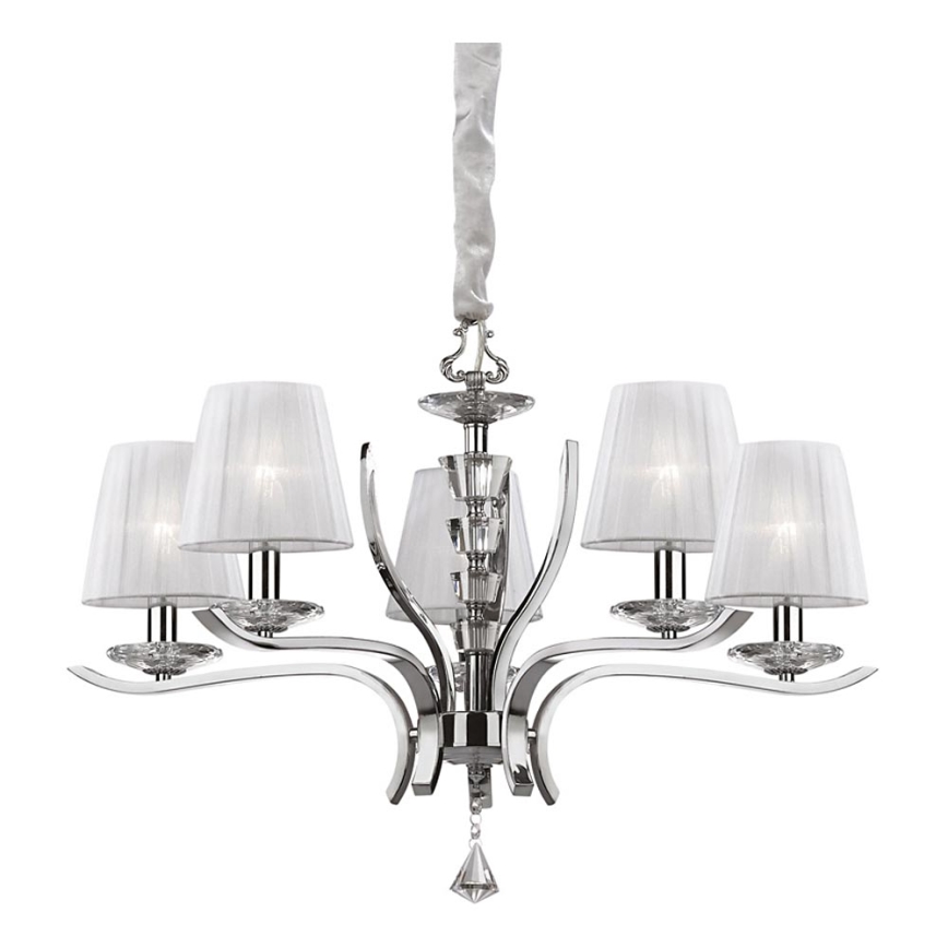 Ideal Lux - Kristalni lestenec na verigi PEGASO 5xE14/28W/230V pr. 72 cm sijajni krom
