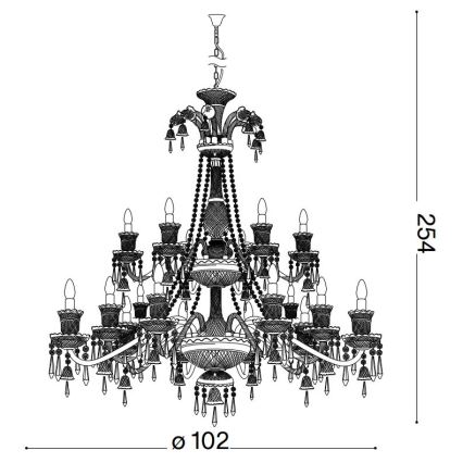 Ideal Lux - Kristalni lestenec na verigi REDENTORE 18xE14/40W/230V pr. 102 cm prozorna