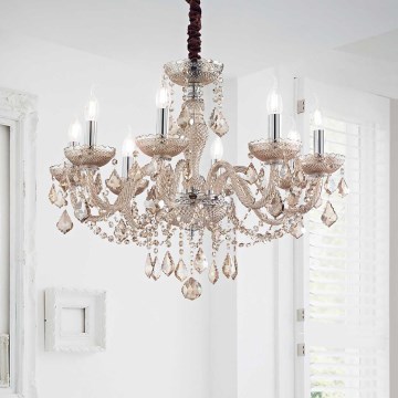 Ideal Lux - Kristalni lestenec na verigi ROSE 8xE14/40W/230V pr. 78 cm bež