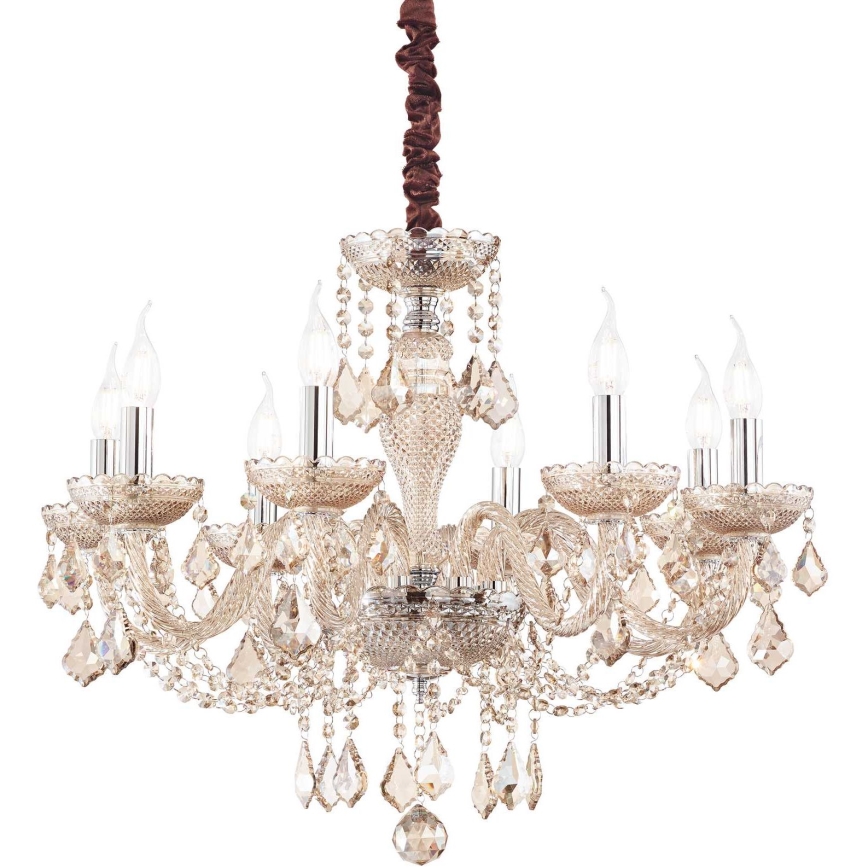 Ideal Lux - Kristalni lestenec na verigi ROSE 8xE14/40W/230V pr. 78 cm bež