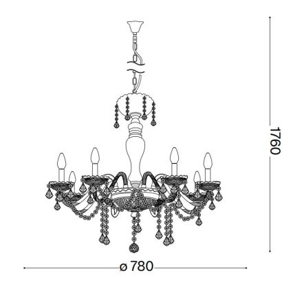 Ideal Lux - Kristalni lestenec na verigi ROSE 8xE14/40W/230V pr. 78 cm bež
