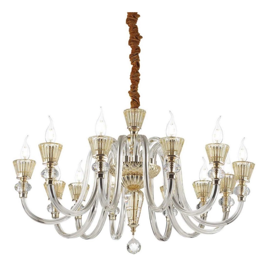 Ideal Lux - Kristalni lestenec na verigi STRAUSS 12xE14/40W/230V pr. 84,5 cm medenina
