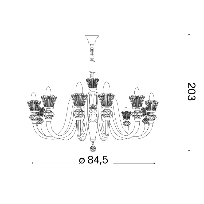Ideal Lux - Kristalni lestenec na verigi STRAUSS 12xE14/40W/230V pr. 84,5 cm medenina