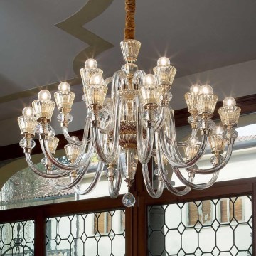 Ideal Lux - Kristalni lestenec na verigi STRAUSS 18xE14/40W/230V pr. 85 cm medenina