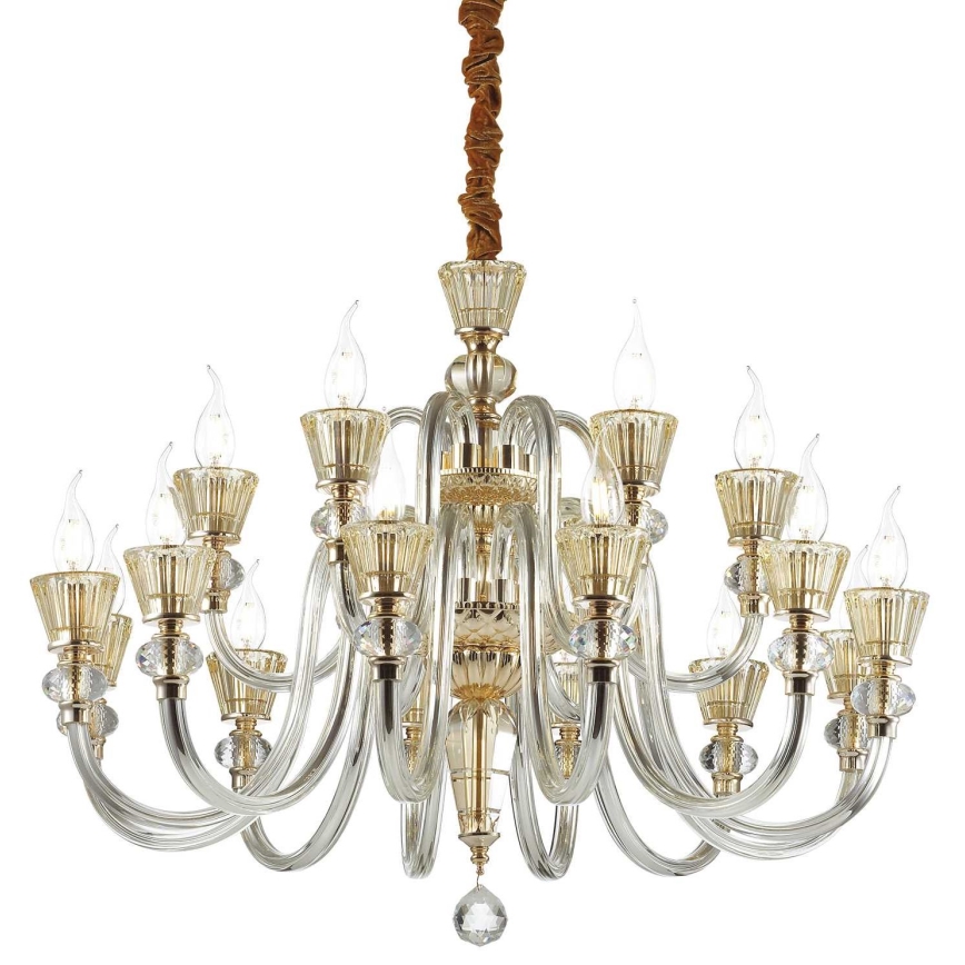 Ideal Lux - Kristalni lestenec na verigi STRAUSS 18xE14/40W/230V pr. 85 cm medenina