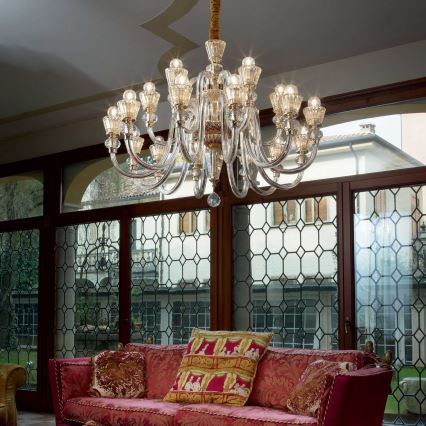 Ideal Lux - Kristalni lestenec na verigi STRAUSS 18xE14/40W/230V pr. 85 cm medenina