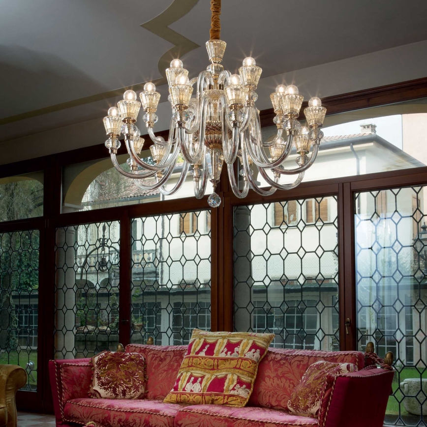 Ideal Lux - Kristalni lestenec na verigi STRAUSS 18xE14/40W/230V pr. 85 cm medenina