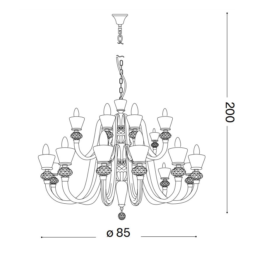Ideal Lux - Kristalni lestenec na verigi STRAUSS 18xE14/40W/230V pr. 85 cm medenina