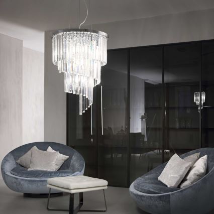 Ideal Lux - Kristalni lestenec na vrvici CARLTON 12xE14/40W/230V pr. 50 cm sijajni krom