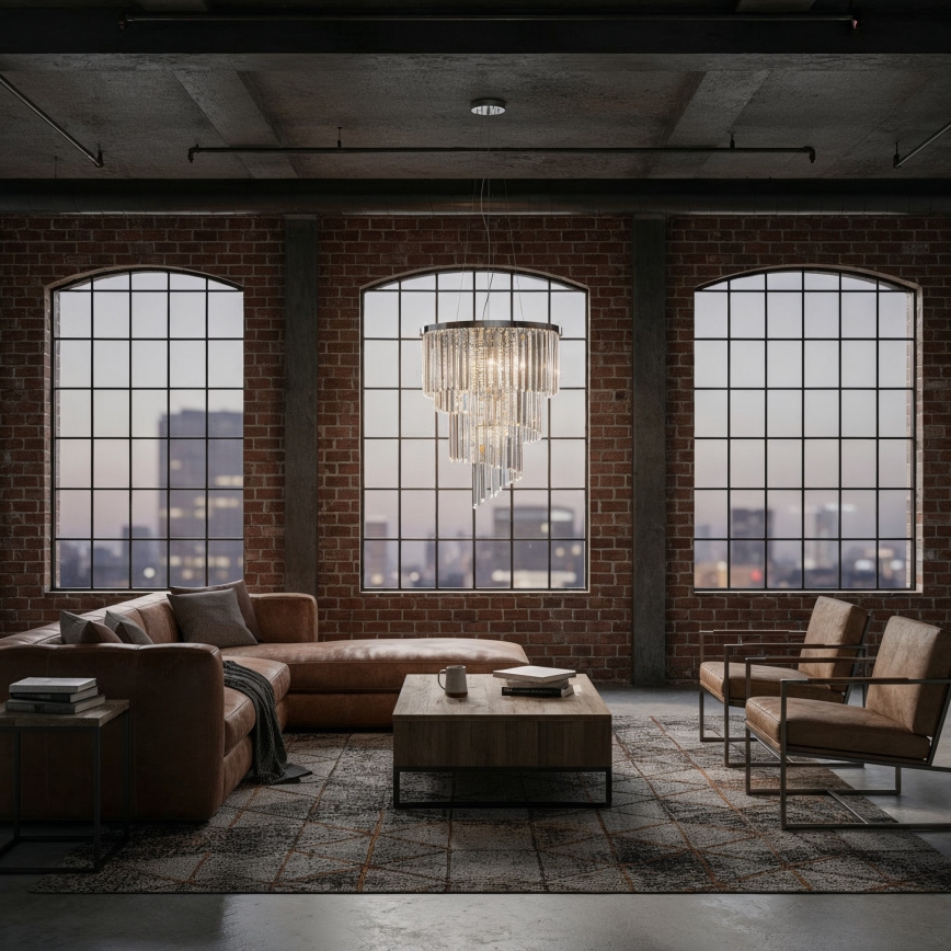 Ideal Lux - Kristalni lestenec na vrvici CARLTON 12xE14/40W/230V pr. 50 cm sijajni krom