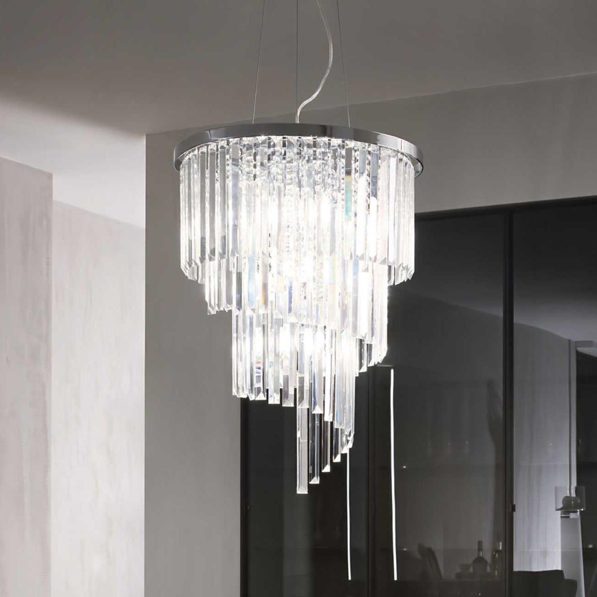 Ideal Lux - Kristalni lestenec na vrvici CARLTON 12xE14/40W/230V pr. 50 cm sijajni krom