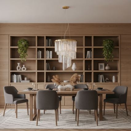 Ideal Lux - Kristalni lestenec na vrvici CARLTON 12xE14/40W/230V pr. 50 cm zlata