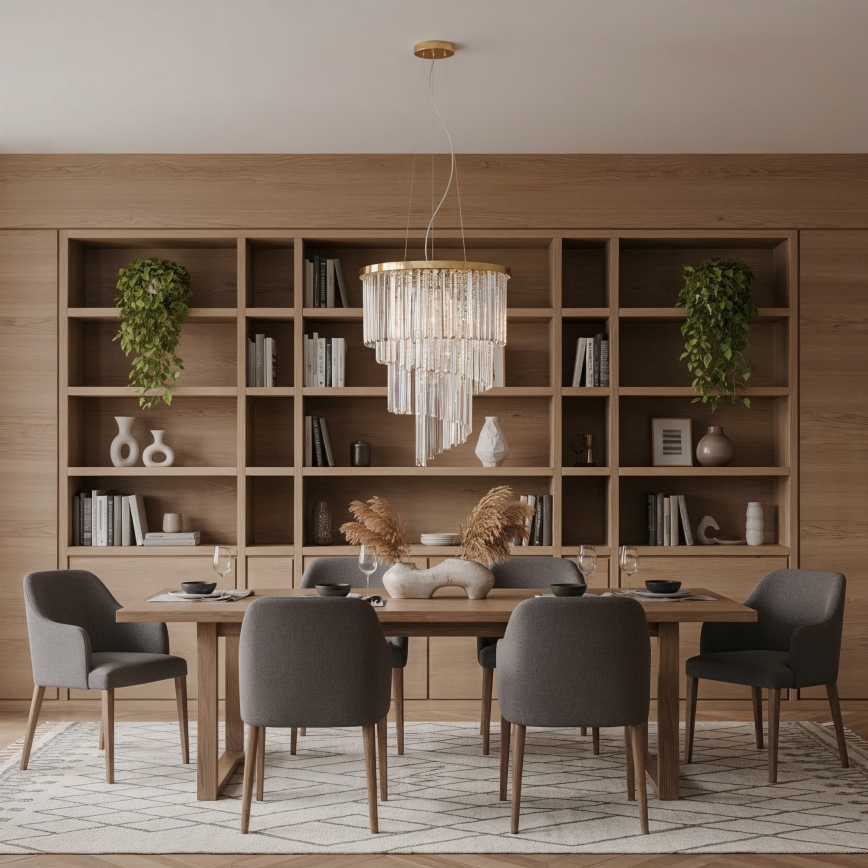 Ideal Lux - Kristalni lestenec na vrvici CARLTON 12xE14/40W/230V pr. 50 cm zlata