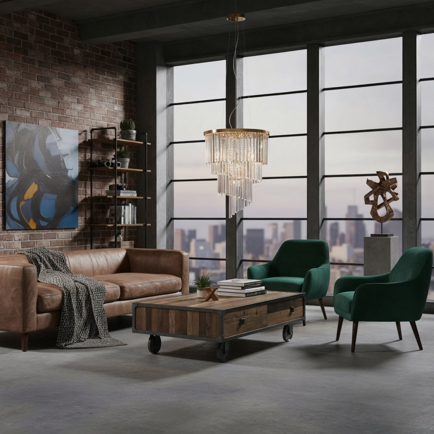 Ideal Lux - Kristalni lestenec na vrvici CARLTON 12xE14/40W/230V pr. 50 cm zlata