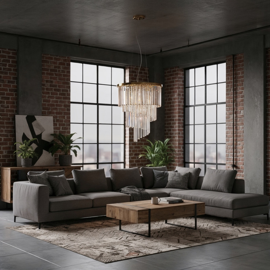 Ideal Lux - Kristalni lestenec na vrvici CARLTON 12xE14/40W/230V pr. 50 cm zlata