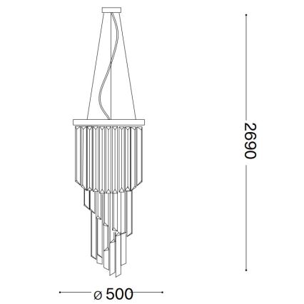 Ideal Lux - Kristalni lestenec na vrvici CARLTON 12xE14/40W/230V pr. 50 cm zlata