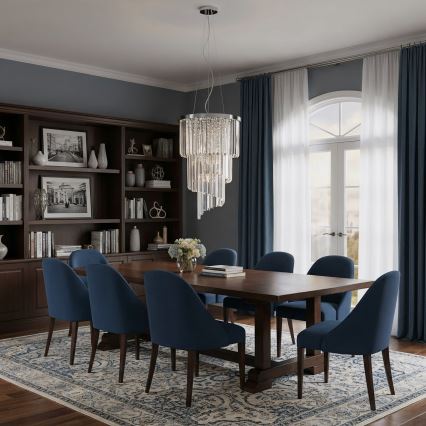 Ideal Lux - Kristalni lestenec na vrvici CARLTON 8xE14/40W/230V pr. 40 cm sijajni krom