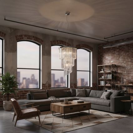 Ideal Lux - Kristalni lestenec na vrvici CARLTON 8xE14/40W/230V pr. 40 cm sijajni krom