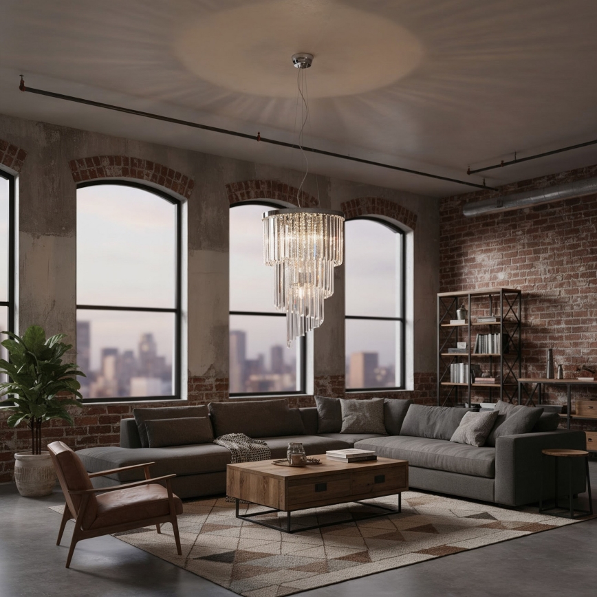 Ideal Lux - Kristalni lestenec na vrvici CARLTON 8xE14/40W/230V pr. 40 cm sijajni krom