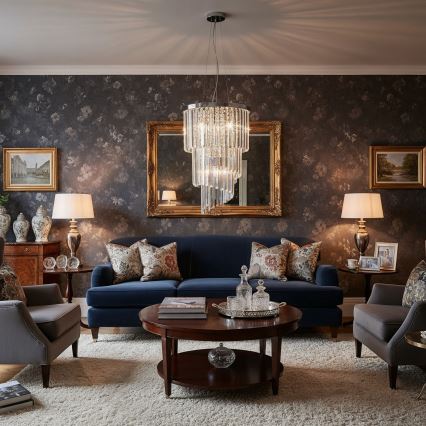 Ideal Lux - Kristalni lestenec na vrvici CARLTON 8xE14/40W/230V pr. 40 cm sijajni krom