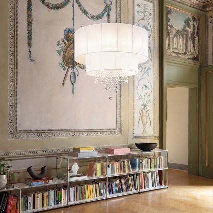 Ideal Lux - Kristalni lestenec na vrvici OPERA 10xE27/60W/230V pr. 90 cm bela