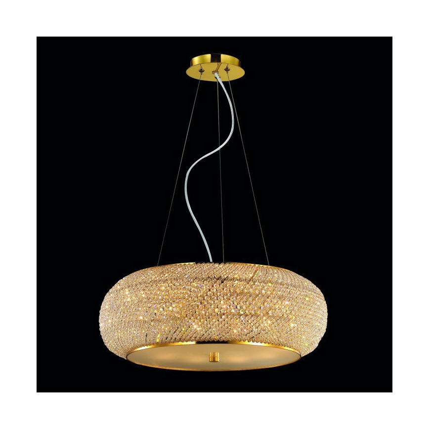 Ideal Lux - Kristalni lestenec na vrvici PASHA 10xE14/40W/230V pr. 55 cm zlata